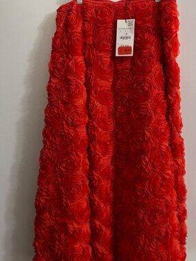 Zara Skirts | Zara Long Textured Skirt | Color: Orange/Red